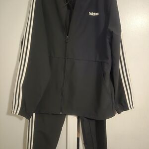 Adidas Black Jacket and Pants with White Accents